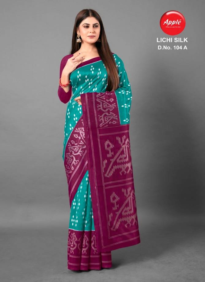 Apple Lichi Silk 104  Latest Fancy Designer Ethnic Regular Wear Art Silk Saree Collection 
